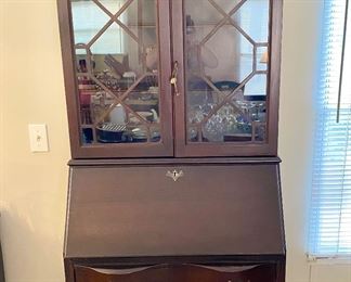 Vintage Mahogany Slant Front Secretary's Desk/Cabinet with Ball & Claw Feet.