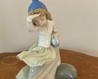 Nao LLadro Figurine "Girl on Dock Watching the Sea". 9 1/2" Height