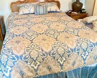 Queen Size Bed and Queen Size Comforter. Solid Wood Headboard and Wicker by Stanley Furniture Co.
