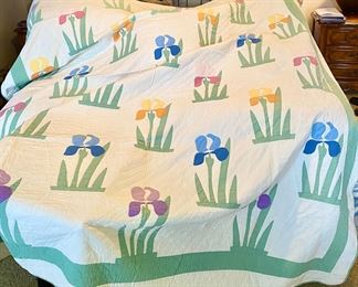 Queen Size Quilt Top Machine Made with Iris