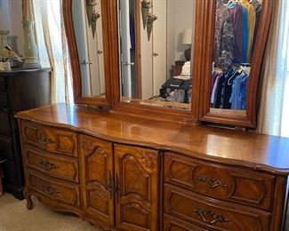 French Provincial Solid Wood Dresser with Mirror by Stanley Furniture Co.