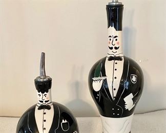 Dansk Maitre D'hotel Handpainted Oil & Vinegar Dispenser Set.