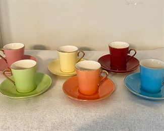"Classic" Rainbow Expresso/Tea Set. 12 pieces with no chips or cracks.