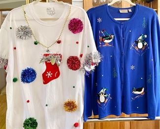 Women's Christmas TShirt size XL & Sweater size 1X.