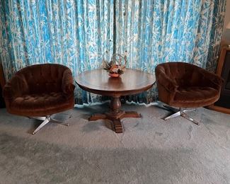 vintage chrome base chairs and game table