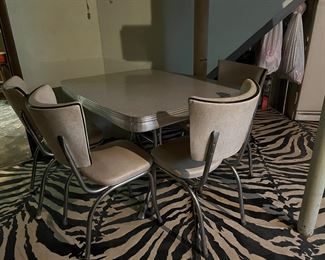 vintage MCM chrome & formica kitchen table and 4 chairs