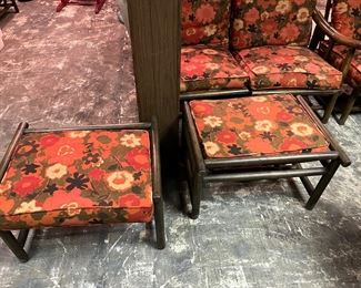 large set of vintage rattan sun room furniture - chairs, ottomans, sofas, tables