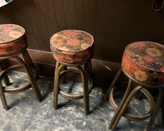 rattan bar stools with original fabric