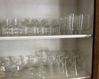 Mid century etched glassware