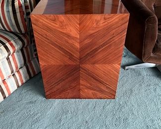 MCM lacquered veneer wood cube table