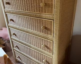 wicker bedroom set - includes 2 dressers, nightstands, standing mirror