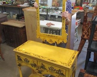 Painted cabinet and matching mirror