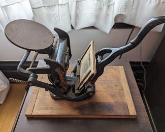 Antique Letter Press with large box of accessories