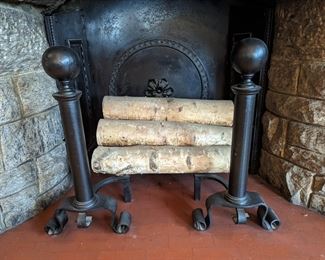 Antique Cast Iron Andirons