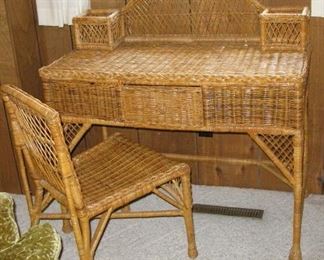 Wicker Desk and Chair