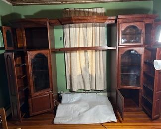 Hardwood Media Center, overhead lightening, pull out shelves for media