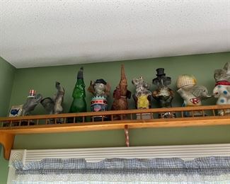 Decanters and bottles.