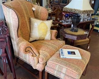 Wing Back Chair & Ottoman $500
