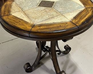 Metal, wood, stone table 