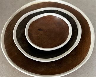 Crate & Barrel Astra Wood Bowls Small Set/3