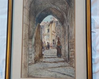 MARIANO DE FRANCESCHI roma city street watercolor