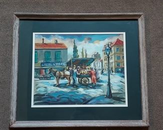 Edgar Stareck gouache vendor street scene