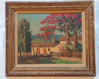 Moacyr Alves Oil on board Farm scene brazil