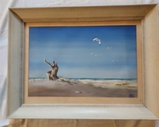 Charles Mulvey watercolor painting of sea shore