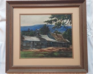 C. Gordon Harris pastel of homestead