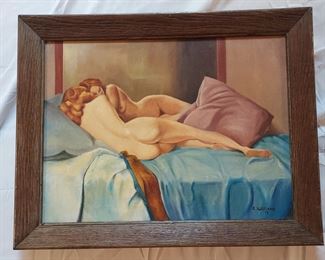 E Williams Oil painting on canvas reclining female nude