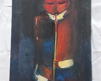 Rojas Angel Columbia Oil on canvas modernist girl playing instrument