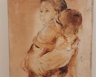 Beverly Bogen oil on canvas mother and child