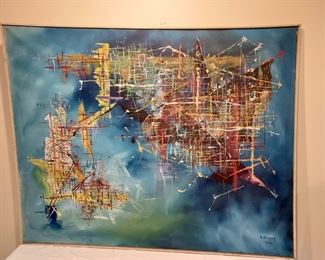 R Brodsky oil on canvas abstract