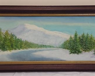 Stan Grochowski oil on board winter river scene