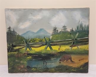 Wilmah oil on canvas racoon