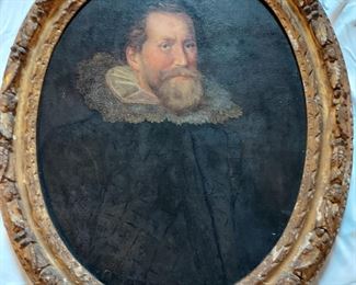 Signed illegibly 18th century portrait oil on canvas