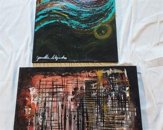 Jeanette Aujandro Pair of oil painting on canvas abstract