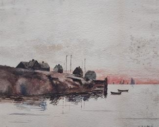 w. d. rider watercolor study harbor scene