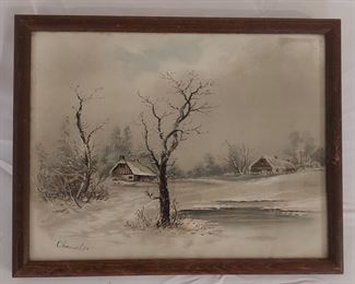 chandler pastel winter farm scene