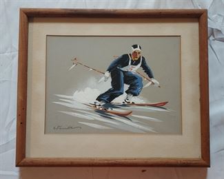 GEORGES FOUILLE Painting Down Hill Skier