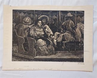 Leopoldo Mendez Linocut Carusel signed #