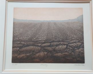 Signed illegibly Colored etching february signed #