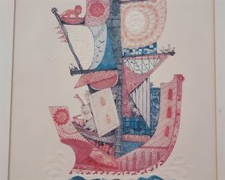 Amram Ebgi Etching Noah's ark signed and #