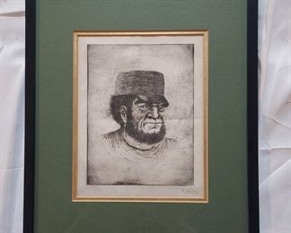 w Steilberg etching of a sailor signed