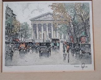 Marcel Julien Aron Etching Rainy Day