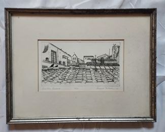 Margaret Philbrick etching roof tops florence
