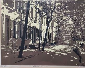 Richard Ehrlich Lithograph of rittenhouse sq street signed AP