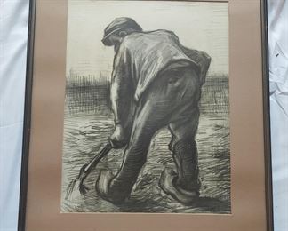 Van Gogh lithograph Digger in Potato Field