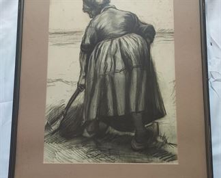 Van Gogh lithograph Peasant Woman Digging