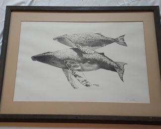 M Webber Humpback whales Lithograph print signed and #